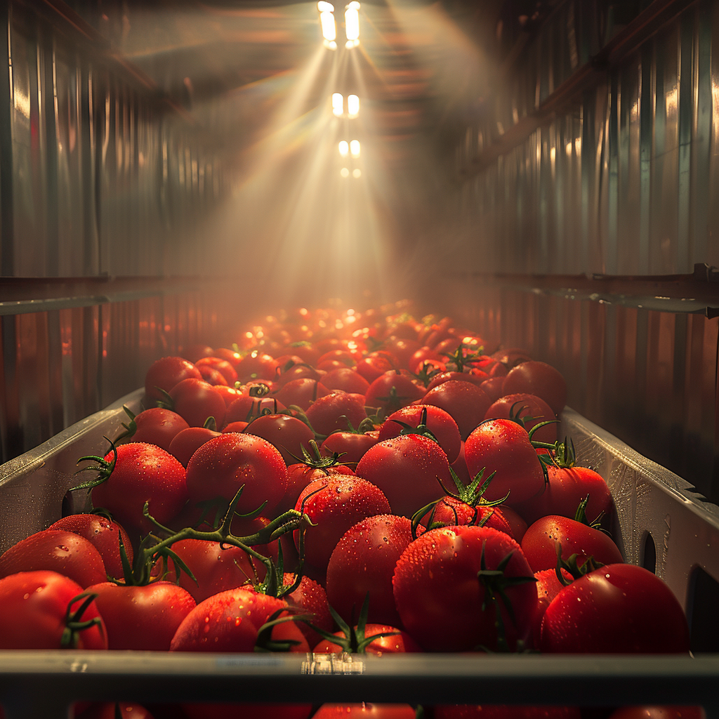 Produce stored in a container