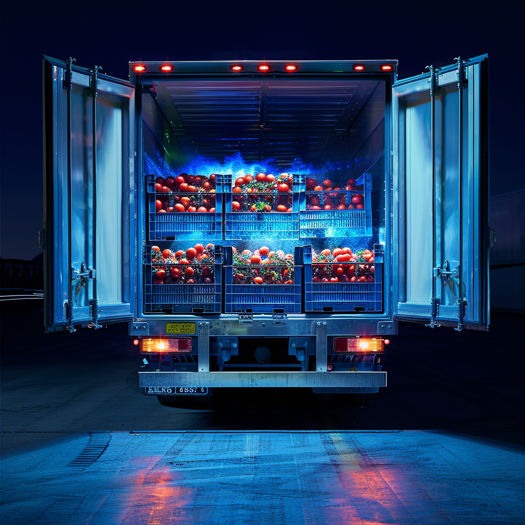Produce loaded into a refrigerated truck