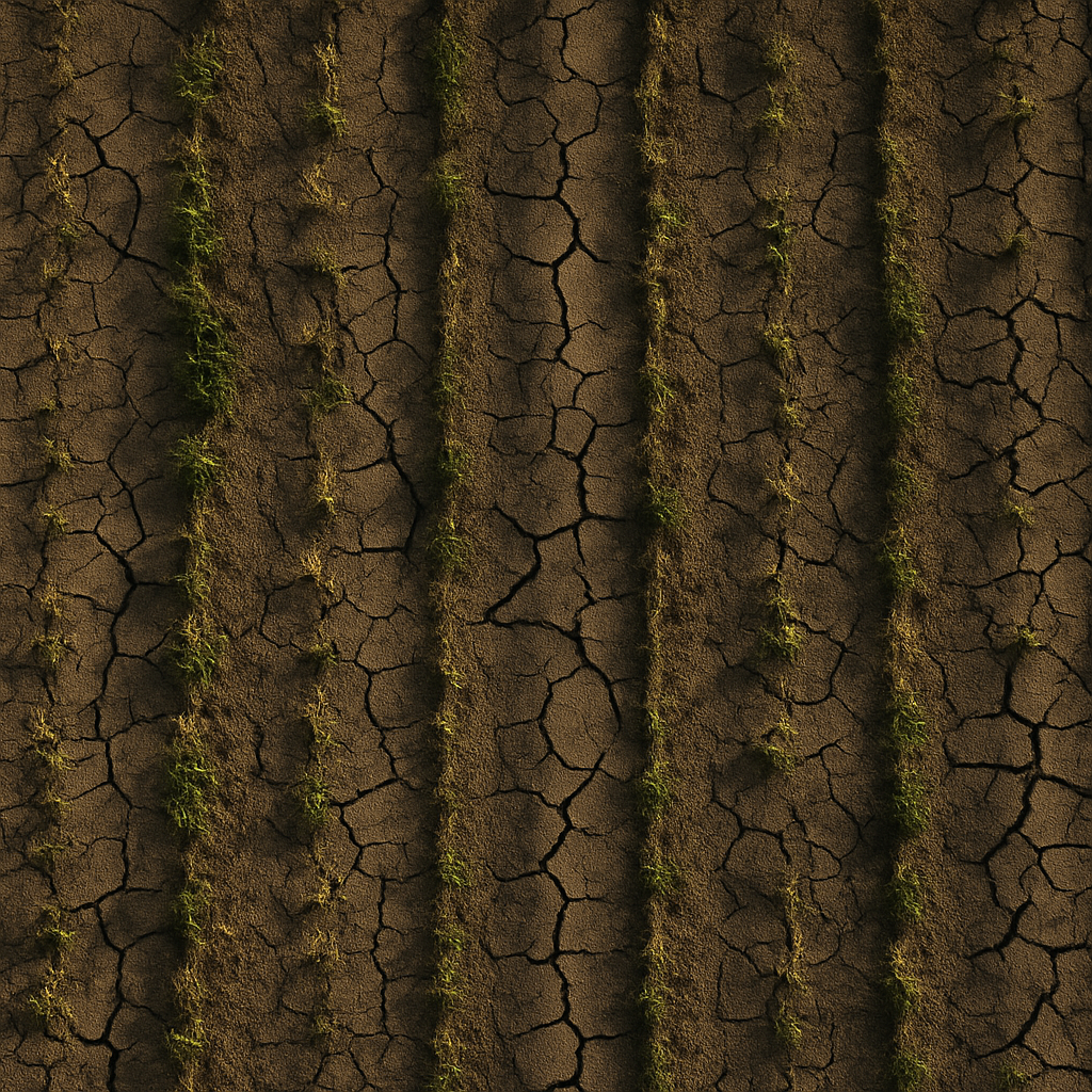 Dry, cracked agricultural soil